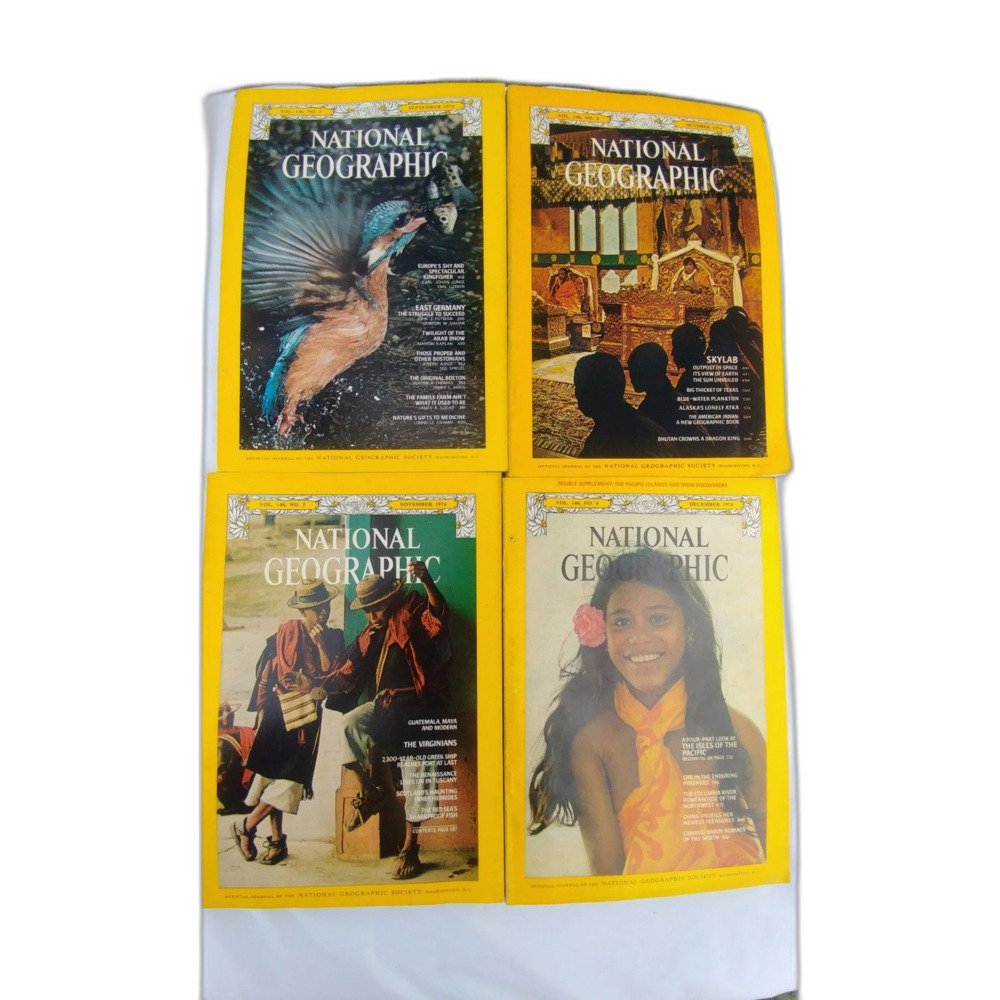 Lot of 4 National Geographic Magazines 1974 Sept Oct Nov Dec Vintage